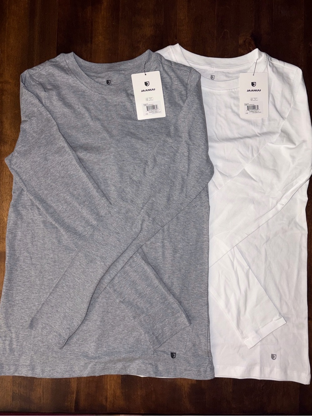 2 Jaanuu RegenX Cotton Underscrub Long Sleeve Crewneck Tops White/Grey NWT S